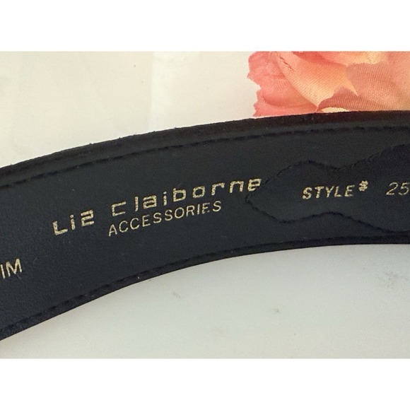 Liz Claiborne Genuine‎ Suede Leather Snake Trim Belt Women\'s Small Black 26-29\